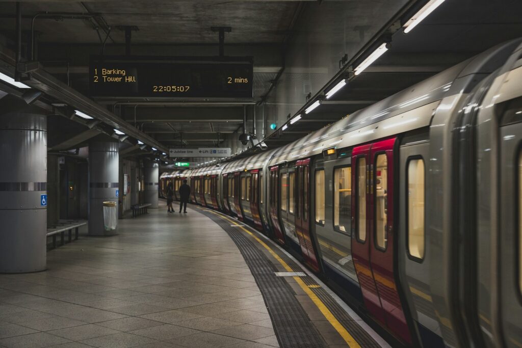 person near train