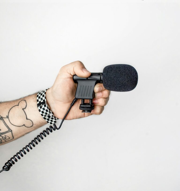 Person holding microphone