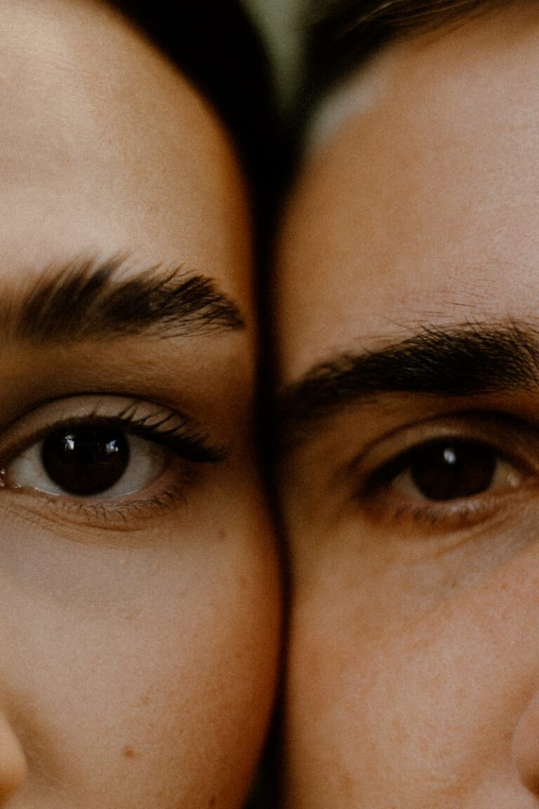 Close-up of two young girls' eyes