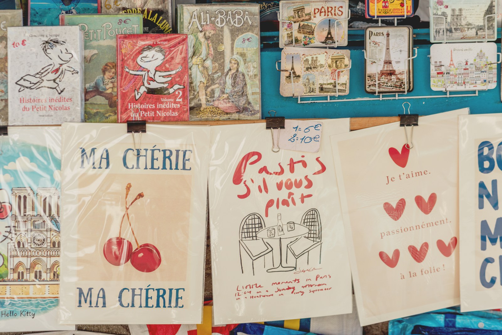 Various greeting cards displayed on a rack